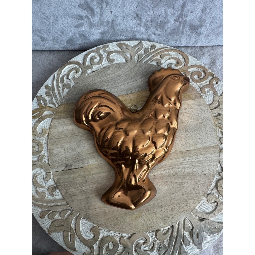 Vintage Copper Rooster‎ Mold Farmhouse Wall Decor Chicken Kitchen Baking Tin